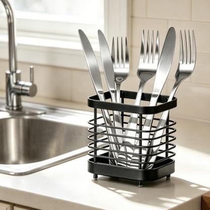 Utensil Holder, Stainless Steel Utensil Drying Rack for Kitchen Counter - color: Small, Black