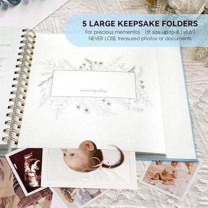 1DOT2 Timeless First 5 Years Keepsake Baby Memory Book for Boy or Girl - color: Baby Blue