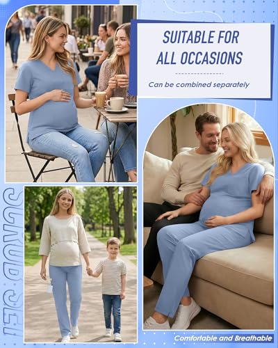 Women's Maternity Scrub Set - color: Light Blue, size: Medium