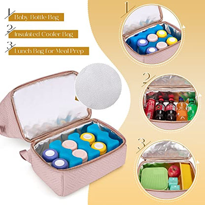 Fasrom Breast Pump Bag Backpack with Cooler Compartment Bundle with Breast Pump Caddy Organizer Bag with Breastmilk Cooler