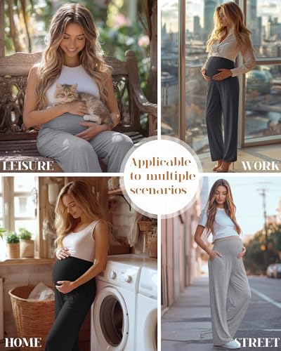 3 Pack Women's Maternity Lounge Pants with Pockets XL 3Color
