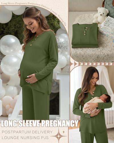Women's Maternity Pajamas Sets - color: Army Green, size: XX-Large