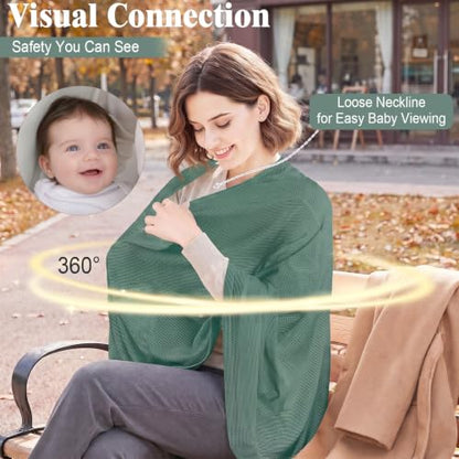 Basumee Nursing Cover for Breastfeeding Breathable Mesh 360 Full Privacy - color: Dark Sage, size: 1 Pack