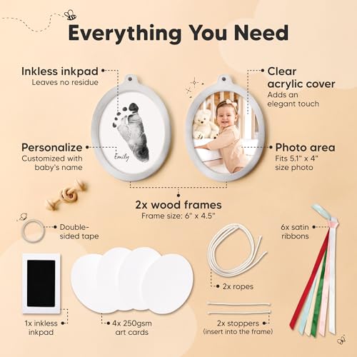 Inkless Baby Hand and Footprint Kit, Two-Sides Ornament (Oval/Silver) - color: Oval/Silver