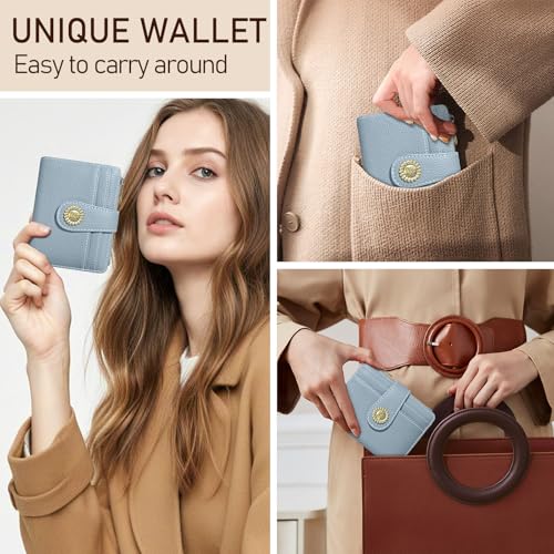 Kelvoris Small Rfid Women Wallet Bifold Zipper Coin Pocket Blue - color: A Blue