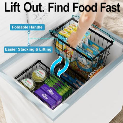 iSPECLE Deep Freezer Organizer Bins - Adjustable Width & Extra Depth, 6 Pcs - style: 6 Pcs-14.8"-Black