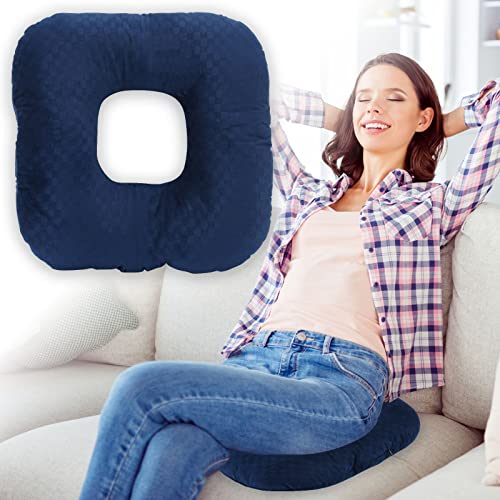 Donut Pillow for Tailbone Pain, Hemorrhoid Pillow (Dark Blue) - color: Dark Blue