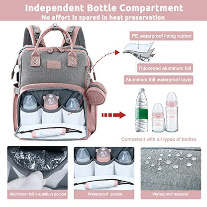 JOLLITO Diaper Bag Backpack with Changing Station, Baby Registry Search - color: Pink