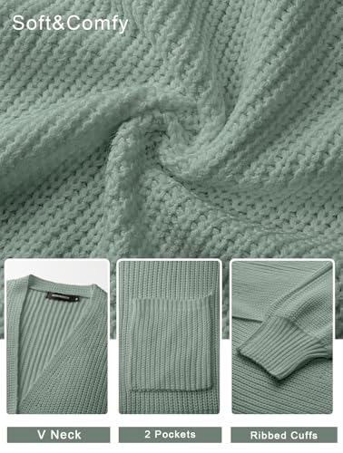 MEROKEETY Long Sleeve Oversized Cardigan Sweaters for Women - color: Sage, size: Small