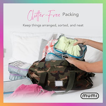 MUMI Packing Cubes Set of 5 - Mesh-Top Luggage Organizers, Gray - color: Grey
