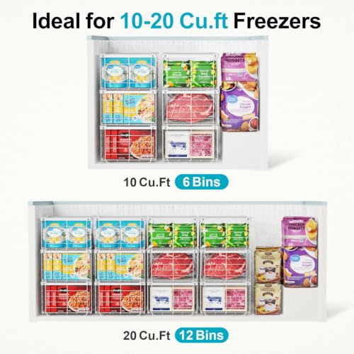 iSPECLE Deep Freezer Organizer Bins - For Most 10-20 cu. ft. Chest Freezer - style: Large-3 Pack White