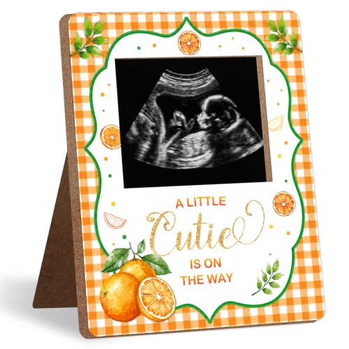 Orange Baby Shower Decor Frame, Tangerine Baby Shower Party Supplies, for Expecting Parents-to-Be Keepsake Gifts, Pregnancy Sonogram Frame Keepsake, Gender Reveal Present - color: orange color