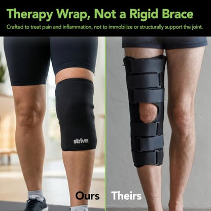 Strive Knee and Thigh Wrap, Hot & Cold Therapy, Gel Compression, XL, Black - size: XL Knee/Thigh