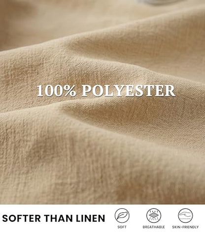Foucome Maternity Pants Over Belly Summer Wide Leg Beach Pants - color: Khaki, size: Medium