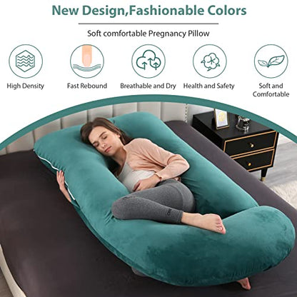 BATTOP Pregnancy Pillows for Sleeping- U Shaped Full Body Maternity Pillow, Pregnancy Pillow for Side Sleepers with Removable Cover, Supports Back, Hips, Belly & Legs (Dark Green) - color: Dark Green