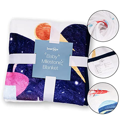 Baby Milestone Blanket for Boy - Newborn Photography Props - 60'x40' Outerspace - color: Outerspace