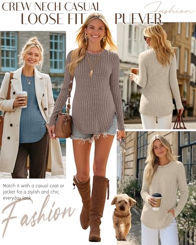 3 Pack Maternity Shirts Pregnancy Sweaters Tunic Tops - color: Blue, Apricot, Coffee, size: Small