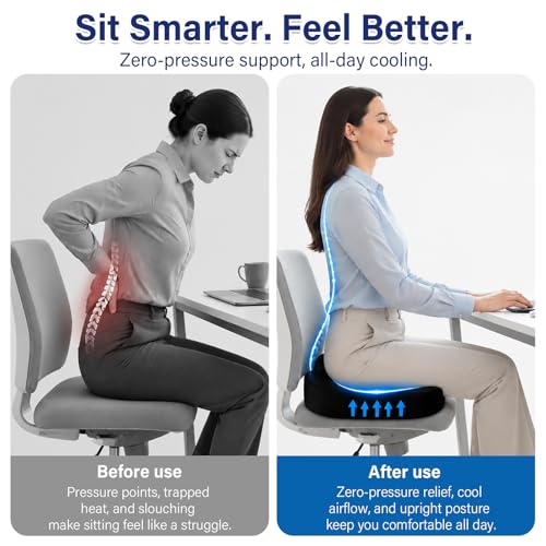 Gel Memory Foam Seat Cushion, Office Chair Cushion for Long Sitting