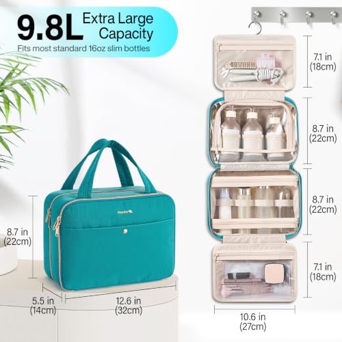 Hanke Hanging Travel Toiletry Bag for Women, Jewelry and Makeup Organizer - color: Turquoise Green