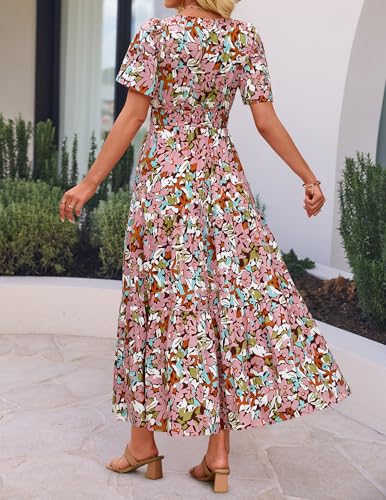 ZESICA Women's 2026 Summer Floral Boho A Line Maxi Dresses - color: Greybrown, size: Small