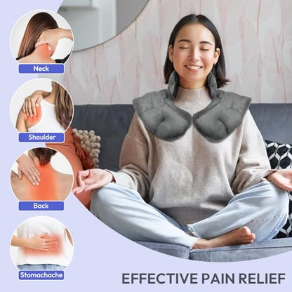 Microwavable Heat Pad for Neck and Shoulders, Warm Compress Wrap, Grey - color: Heat Pad01 -Grey