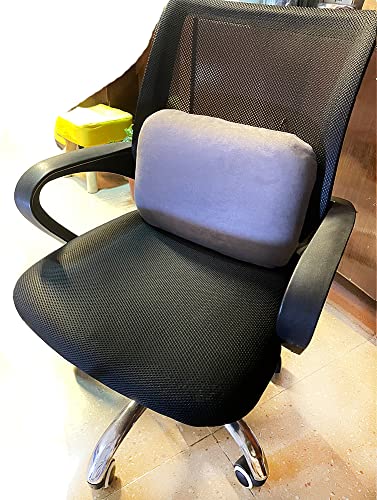 Latex Lumbar Support Pillow for Car Seat Cushion Lower Back Pain Relief - color: Grey