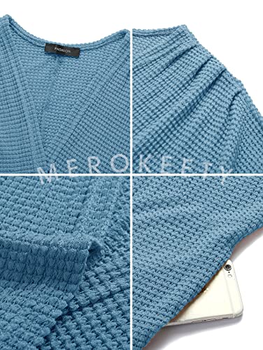 MEROKEETY Cardigan Sweaters for Women Oversized Long Cardigans Fall Outfits - color: Blue, size: Large