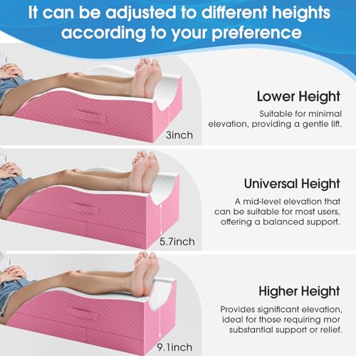 TranquilRelax Leg Elevation Pillows for After Surgery, Wedge Pillow, Pink - color: Pink, size: Double Leg(Upgraded)