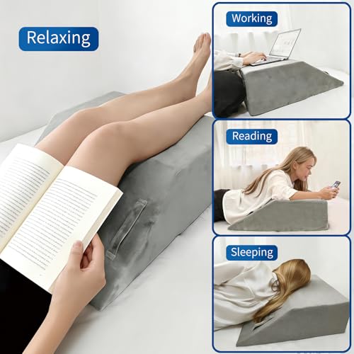 Leg Elevation Pillows for After Surgery, Memory Foam Leg Pillow for Sleeping Lower Back Hip Ankle Sciatica Pain Relief - size: Double Legs-24"x21"x8"