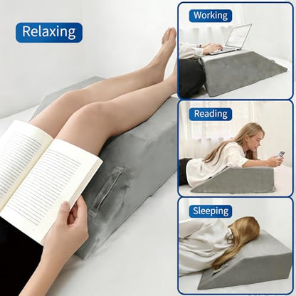 Leg Elevation Pillows for After Surgery, Memory Foam Leg Pillow for Sleeping Lower Back Hip Ankle Sciatica Pain Relief - size: Double Legs-24"x21"x8"