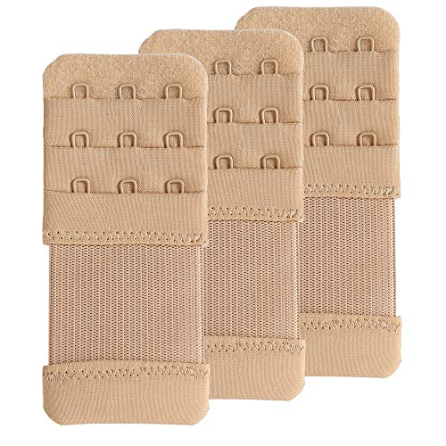 SAMGU Women's Bra Extenders 2 Hook/3 Hook/4 Hook/5 Hook/6 Hook Soft Stretchy - color: 3 Hook 1/2" Spacing, Skin Color