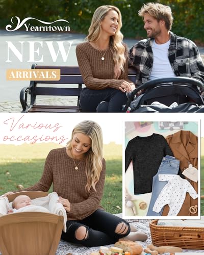 Womens Maternity Nursing Breastfeeding Ribbed Shirt - color: Brown, size: X-Large