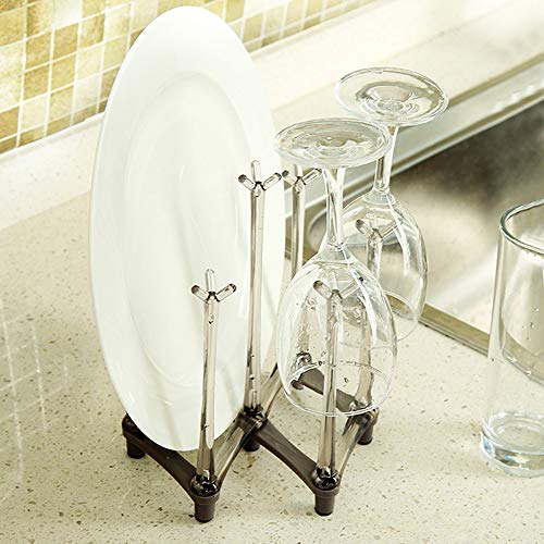 Yesland 2 Pack Retractable Cup Drying Rack, Plastic Non-slip Bottom Mug Tree Holder Organizer Rack Stand for Drinking Glass and Sports Bottle Drainer for Kitchen
