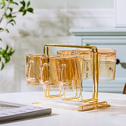 Metal Cup Drying Rack with 6 Hooks - color: Gold