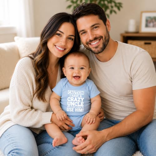 CBTwear Caution I Have a Crazy Uncle Funny Baby Bodysuit - color: Blue, size: Newborn