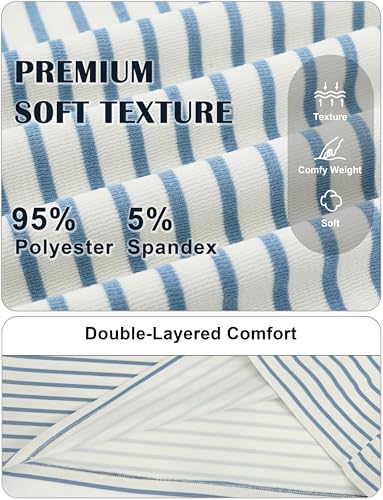 Sweetmoon Shorts Sets Women 2 Piece Outfits Matching Sets - color: Blue Striped, size: XX-Large