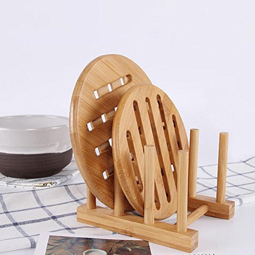 Bamboo Wooden Dish Rack Drying for Kitchen Dish/Plate/Bowl/Cup/Pot Lid/Book - size: Small