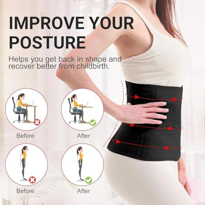 Trendyline Postpartum Belly Band Wrap: Adjustable Support Abdominal Binder - color: Black, size: Medium