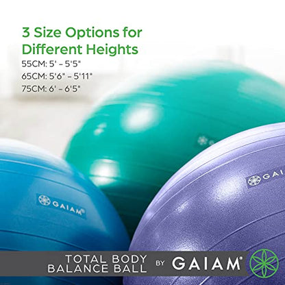 Gaiam Balance Ball Kit, Anti-Burst Stability Ball with Pump - color: Blue