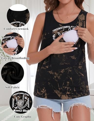 FASHGL Nursing Tank Tops Women Sleeveless Double Breastfeeding Shirts - color: Tie-dye, size: Medium