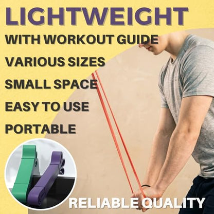 LEZER Resistance Bands - Pull Up Bands for Home Gym Fitness, Stretching, Physical Therapy & Training - Includes Instruction - color: 12 - Orange