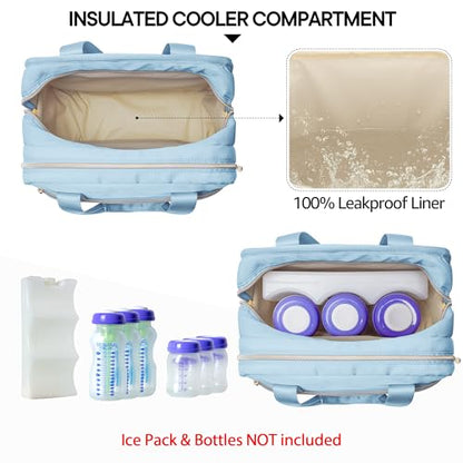 Fasrom Wearable Breast Pump Bag, Insulated Pump Carrying Case with Cooler - color: Blue