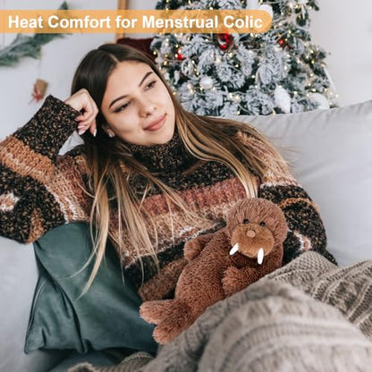 SuzziPals Walrus Stuffed Animal, Microwavable Heating Pad for Stress Relief - style: Walrus