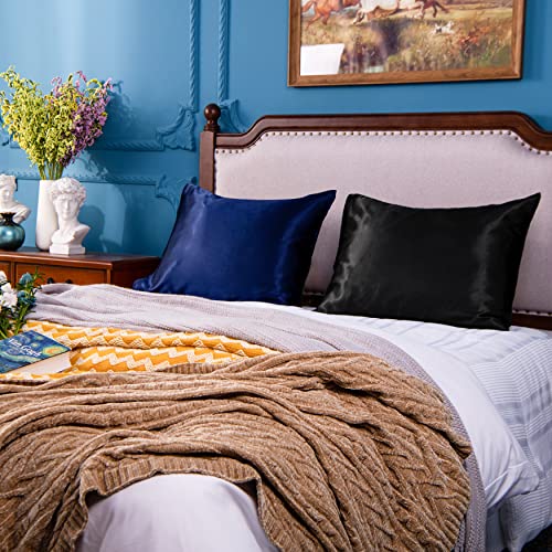 NTBAY King Satin Pillowcases, Set of 2, Black - color: Black, size: 2 x King (20 x 40 Inches)