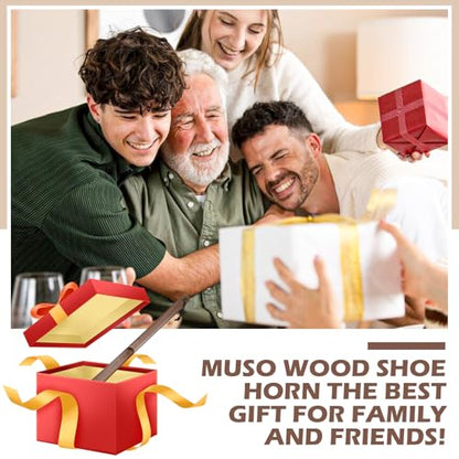 muso wood Long Handle Shoe Horn, 23.6 Inches - color: Walnut