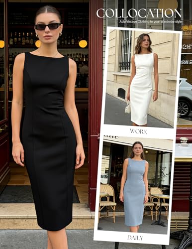 Belle Poque Womens Work Dress Sleeveless Sheath Dresses - color: Black, size: Small