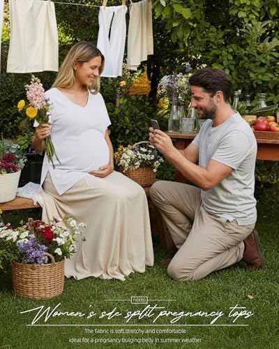 Ficerd 3 Pack Women's Maternity Shirts - color: Black, White, Coffee, size: Small