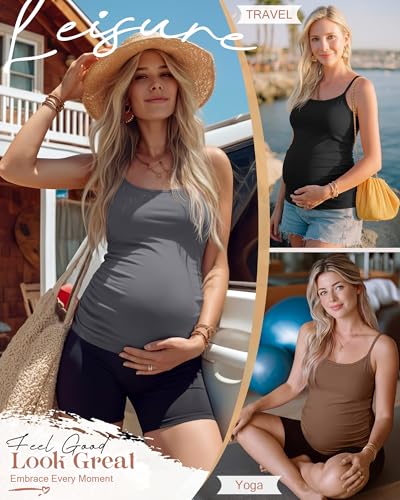 4 Pack Maternity Tank Tops - color: Dark Gray, Apricot, Coffee, Black, size: Large
