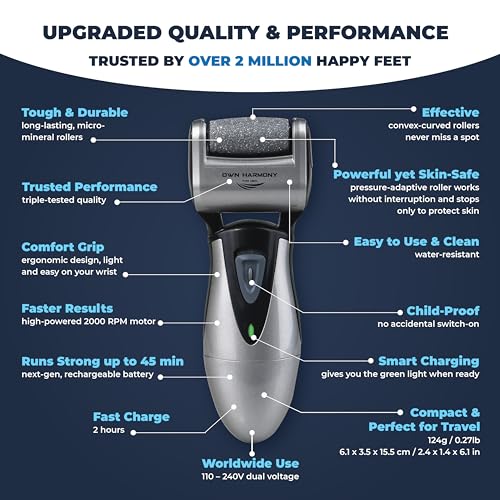 Own Harmony Electric Foot Callus Remover - Rechargeable Pedicure File Tool - color: Gray