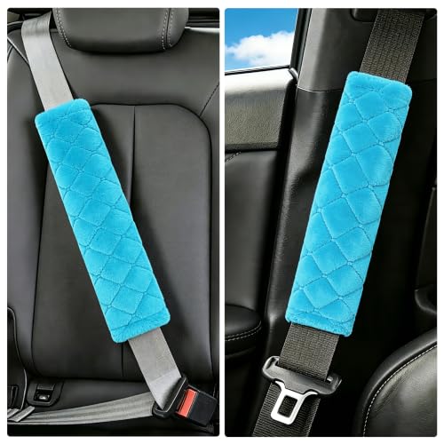 Amooca 2 Pack Seat Belt Covers Soft Shoulder Pad for Cars & Backpack - color: Blue
